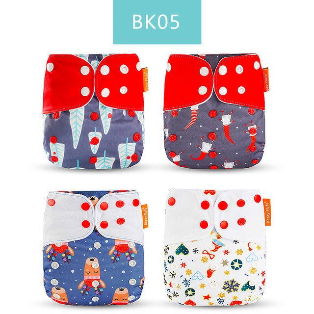 Happyflute Reusable and Washable Eco-Friendly Cloth Nappy Baby Diapers 4pc/set image 17