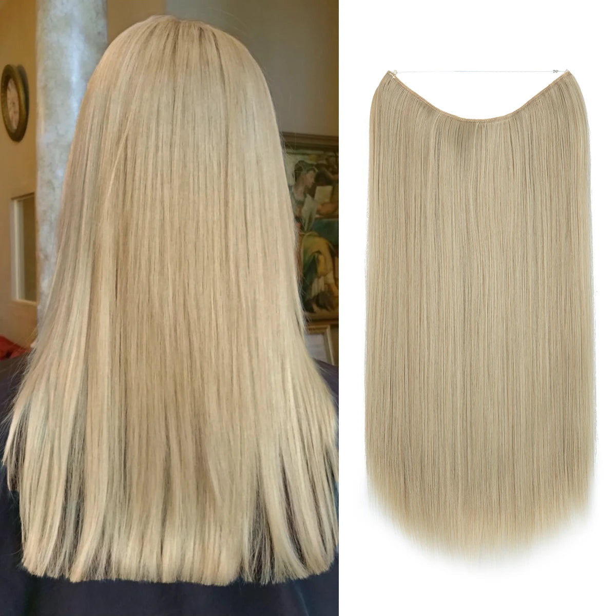 SARLA Halo Invisible Wire Synthetic Hair Extension-No Clip image 45