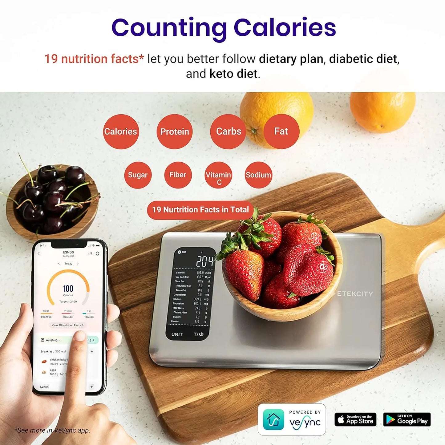 Smart Digital Kitchen Scale ‚Äì Grams & Ounces with Nutrition App for Weight Loss, Baking & Cooking image 8