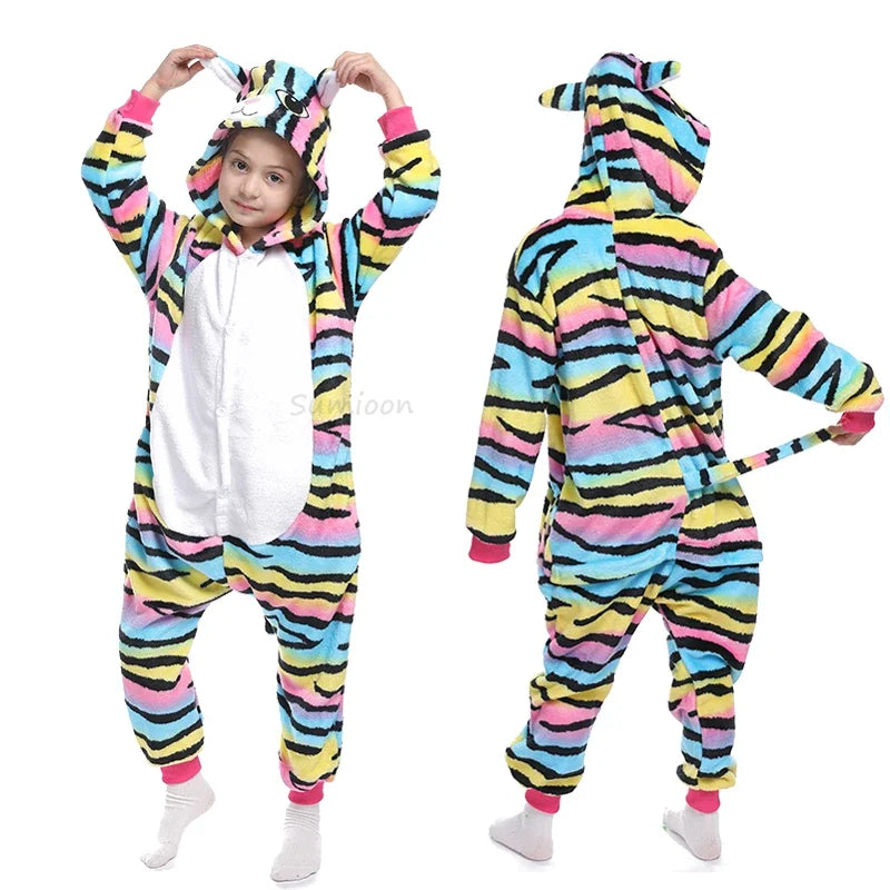 Kigurumi Children‚Äôs Animal Pajamas | Unicorn, Panda, Cat Winter Flannel Pajamas image