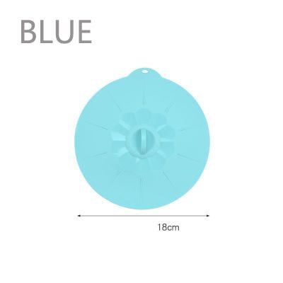 Silicone Lid Spill Stopper Cover For Pots and Pans - BLUE image