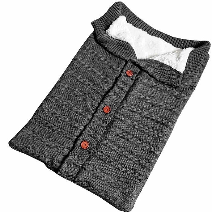 Newborn Baby Winter Warm Sleeping Bag ‚Äì Infant Button Knit Swaddle Wrap & Toddler Blanket Stroller Wrap image 5