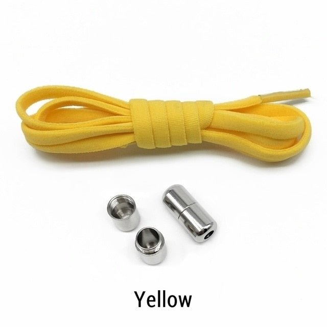 Elastic No Tie Semicircle Metal Lock Shoe Laces For Kids and Adult Sneakers and All Shoes - yellow image