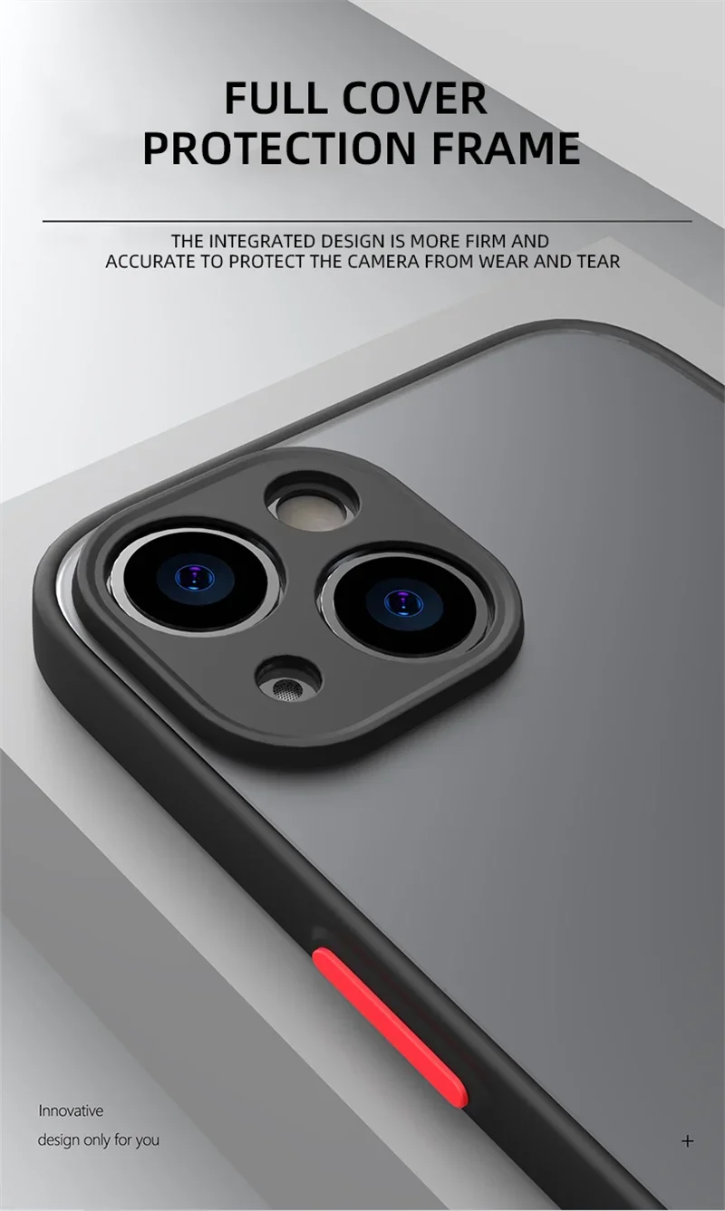 Shockproof Thin Matte Case For iPhone 15 14 13 12 11 Pro Max XR XS X 8 Plus Mini Silicone Bumper Clear Hard PC Protective Cover image 16