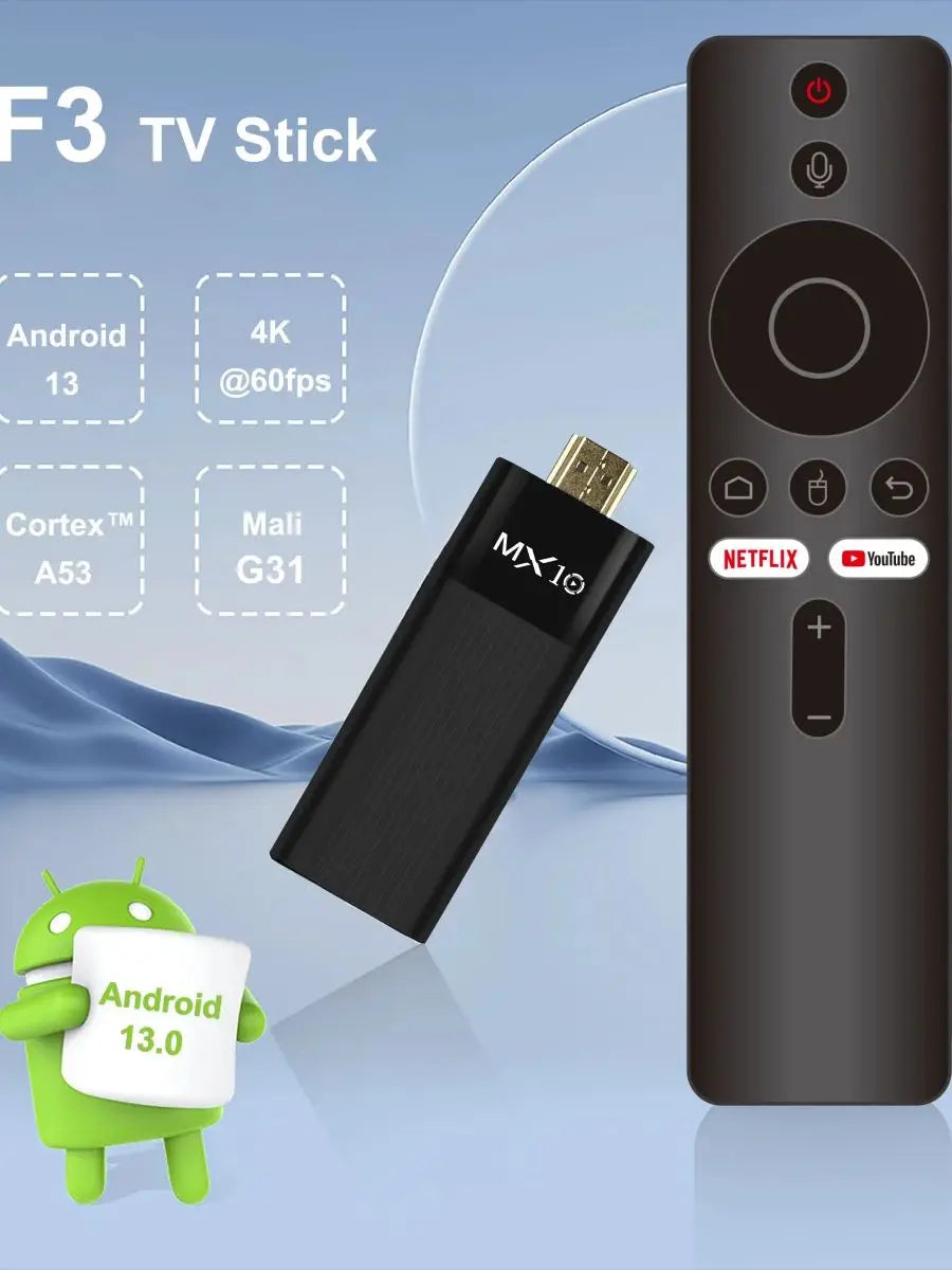 MX10-F3 4K TV Stick ‚Äì Android 11, Dual-Band Wi-Fi, 2GB RAM, 16GB Storage, Ultra HD Streaming image 1