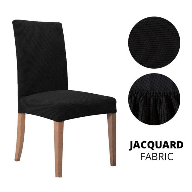 Elegant Jacquard Spandex Dining Chair Cover ‚Äì Stretch Fit for Weddings & Events - Style 1 black, 2 pcs image