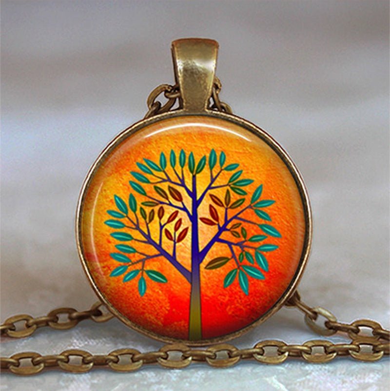 Tree Of Life Glass Cabochon Statement Necklace & Pendant Jewelry image 16