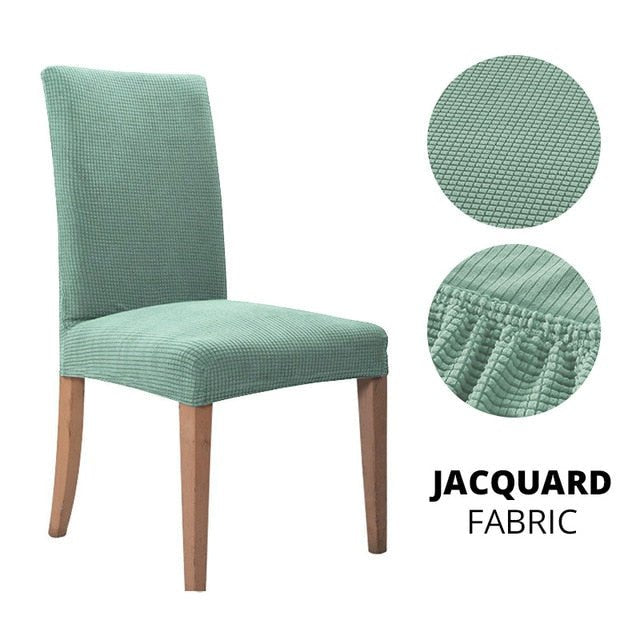 Elegant Jacquard Spandex Dining Chair Cover ‚Äì Stretch Fit for Weddings & Events - Style 1 light green, 6 pcs image