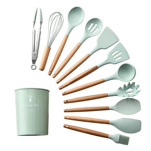 Heat Resistant Non-Stick Silicone Kitchenware Cooking Utensils Set With Storage Box Tools image 31