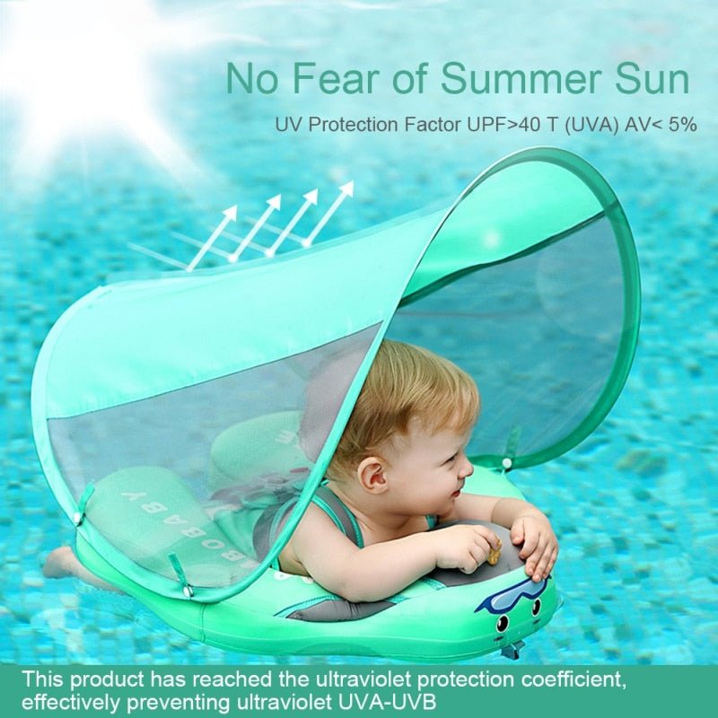 Solid Non-inflatable Baby Swimming Ring With Awning For Kids Children Boy Girls | Swimming Pool Trainer Float with Sunshade image 4
