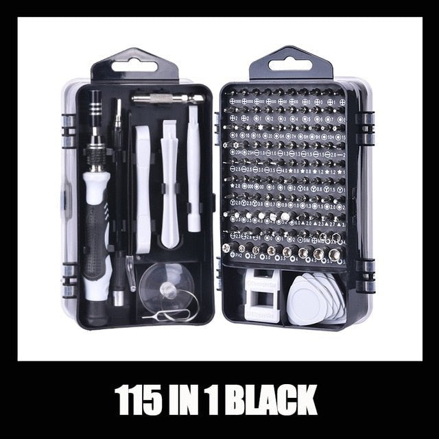 KALAIDUN 112 in 1 Magnetic Screwdriver Bit Torx Multi Mobile Phone Repair Tools Kit - 115 IN 1 BLACK image