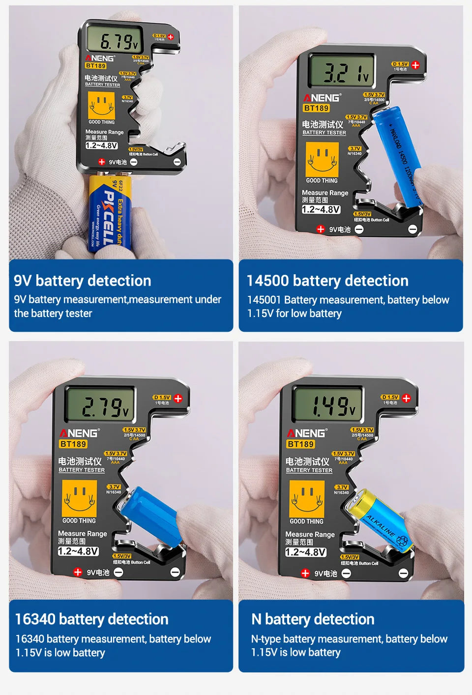ANENG BT189 Button Cell Battery Tester ‚Äì Universal LCD Display for 9V, AA, AAA, N, D Batteries & Power Bank Detectors image 14