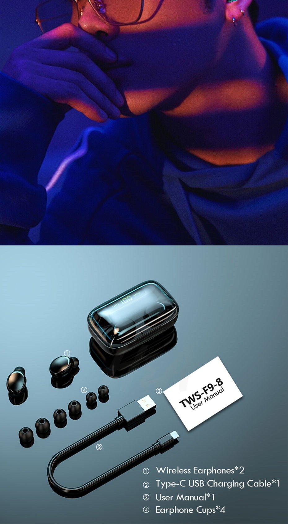 Waterproof Wireless Bluetooth Earphones With Microphone and Charging Box For iOS Android image 14