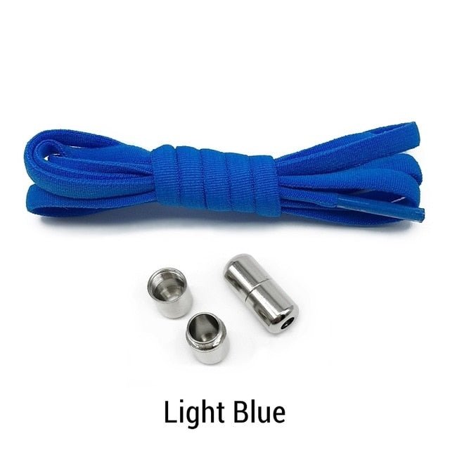 Elastic No Tie Semicircle Metal Lock Shoe Laces For Kids and Adult Sneakers and All Shoes - light blue image