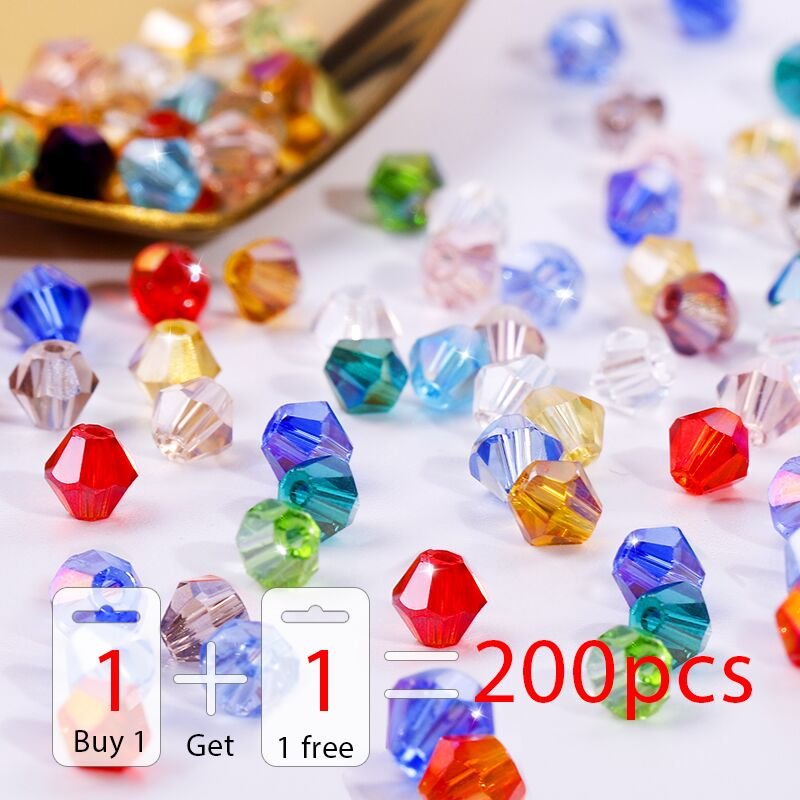 4mm Shiny Crystal Bead Set | Bicone Beads Glass Beads Loose Spacer Beads for bracelet DIY Jewelry image 0