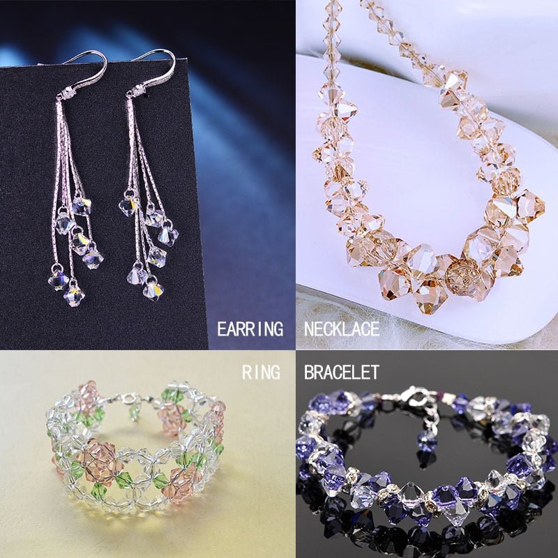 4mm Shiny Crystal Bead Set | Bicone Beads Glass Beads Loose Spacer Beads for bracelet DIY Jewelry image 11