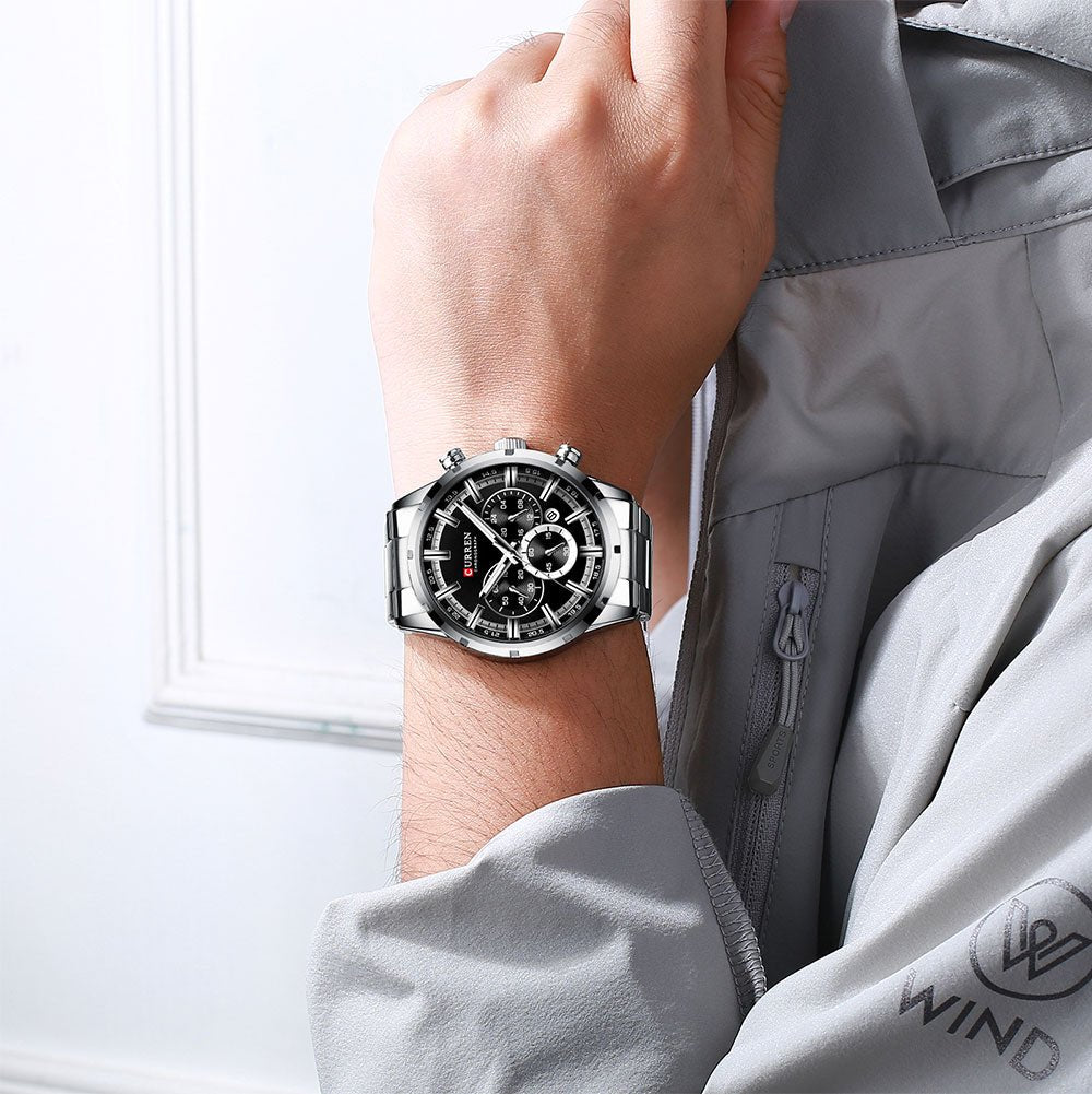 Mens Classy Watch Blue Dial Stainless Steel Band Date Mens Business Male Watches Waterproof Luxuries Men Wrist Watches for Men image 6