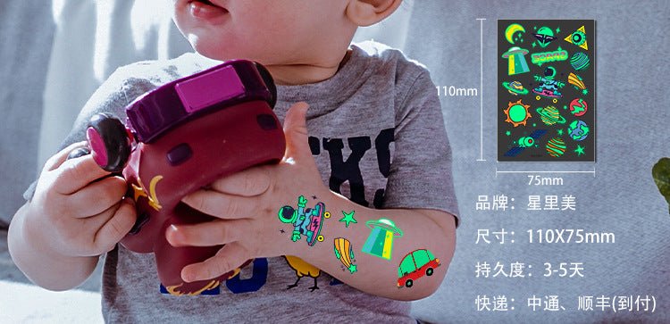 Luminous Temporary Fake Tattoos Glow Paste Mermaid Tattoo Stickers for Children Body Art image 5