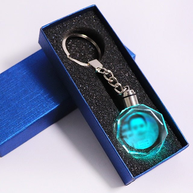 Laser Engraved Crystal Glass Keychain - Octagon with box image
