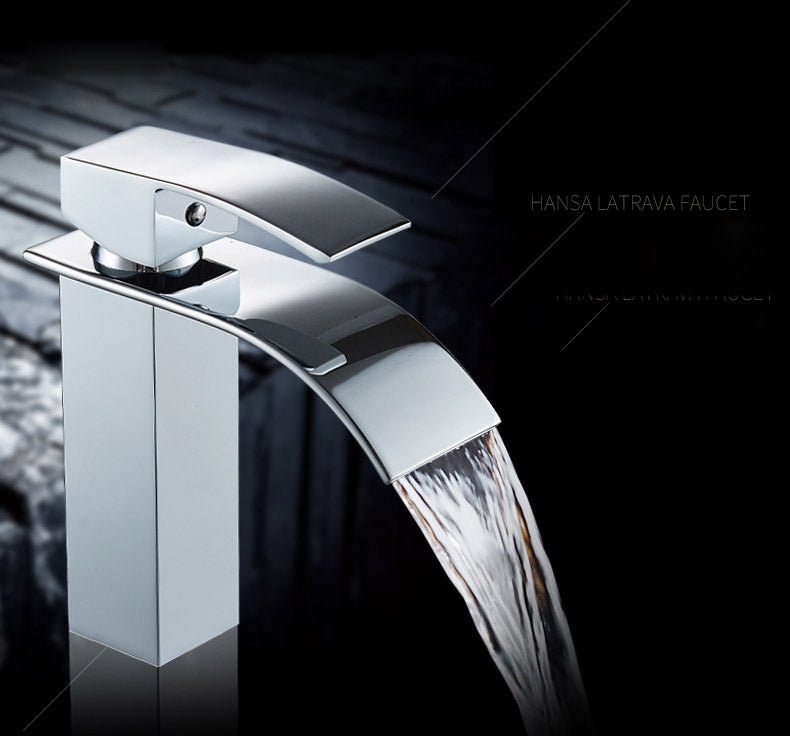 Deck Mount Waterfall Bathroom Faucet Vanity Vessel Sink Mixer Tap Cold Hot Water Tap image 28