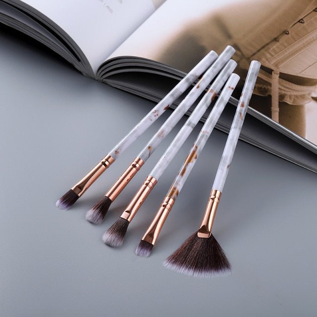 15Pcs Cosmetic Powder Eye Shadow Foundation Makeup Brushes Tool Set - Eye 5pcs gold image