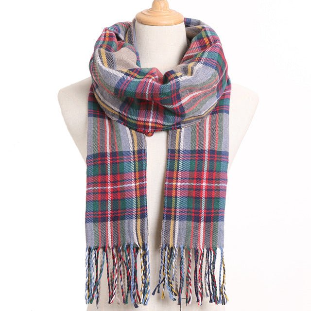 VIANOSI Plaid Winter Scarf for Women | Warm Foulard Solid Scarves | Casual Cashmere Scarfs - 25, 190CM X 35CM image