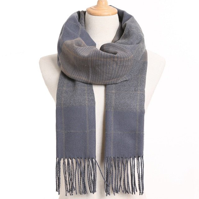 VIANOSI Plaid Winter Scarf for Women | Warm Foulard Solid Scarves | Casual Cashmere Scarfs - 45, 190CM X 35CM image