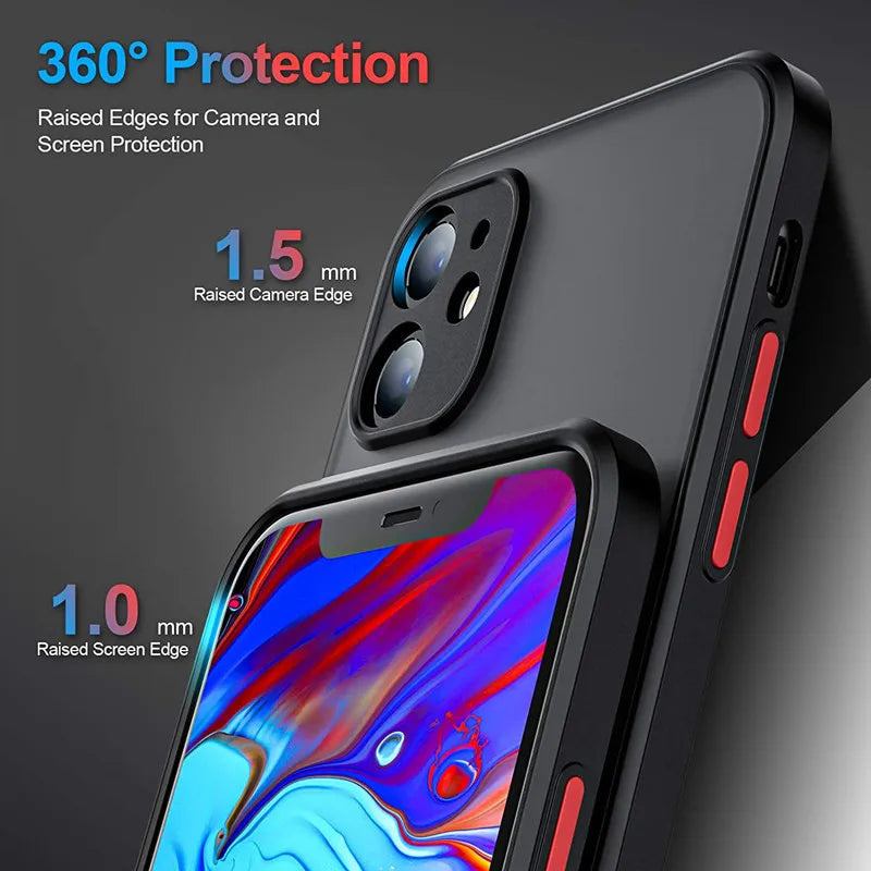 Luxury Shockproof Armor Matte Case for iPhone 14/13/12/11 Pro Max/Mini | Silicone Bumper & PC Cover image 3