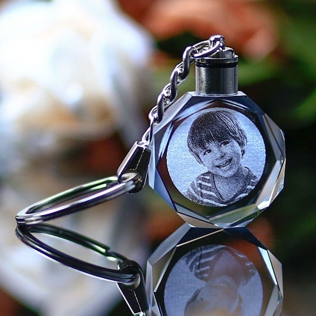 Laser Engraved Crystal Glass Keychain - Octagon image