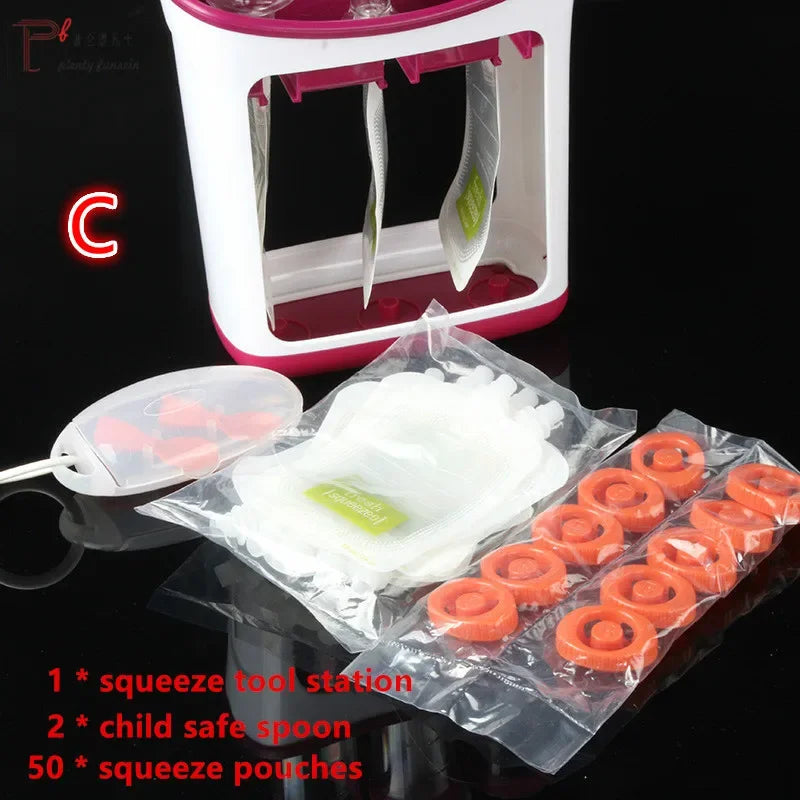 Baby Food Squeeze Station Set | Easy Fruit Puree Maker & Storage Organizer for Kids image 7