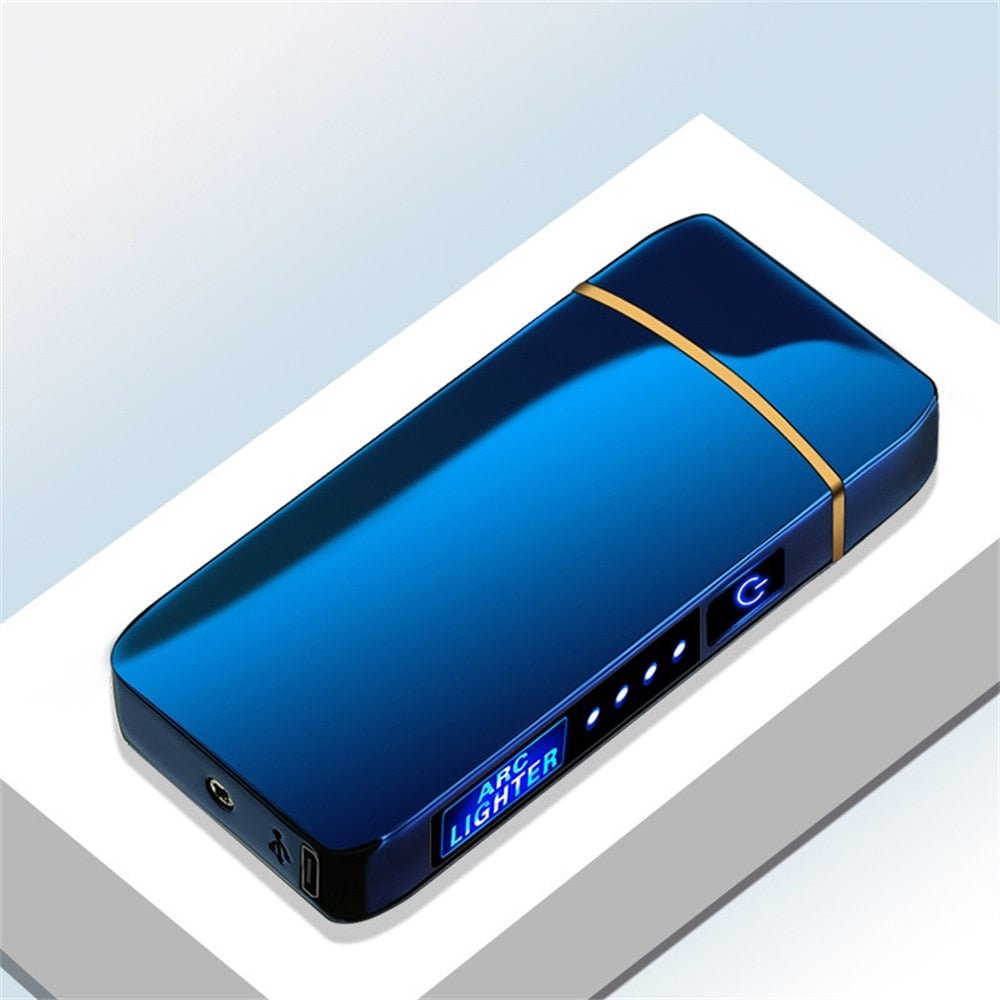 New Double Plasma Windproof Electric Arc Cigarette Lighter - B5-Blue image