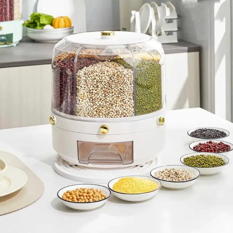 360 Degree Rotating Rice Dispenser Food Container Storage Box image 0