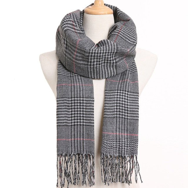 VIANOSI Plaid Winter Scarf for Women | Warm Foulard Solid Scarves | Casual Cashmere Scarfs - 38, 190CM X 35CM image