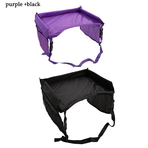 2PCS Waterproof Baby Car Seat Tray Stroller for Kid Toys, Games and Food - Purple black image