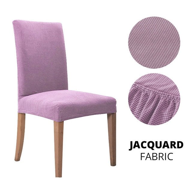 Elegant Jacquard Spandex Dining Chair Cover ‚Äì Stretch Fit for Weddings & Events - Style 1 light purple, 2 pcs image