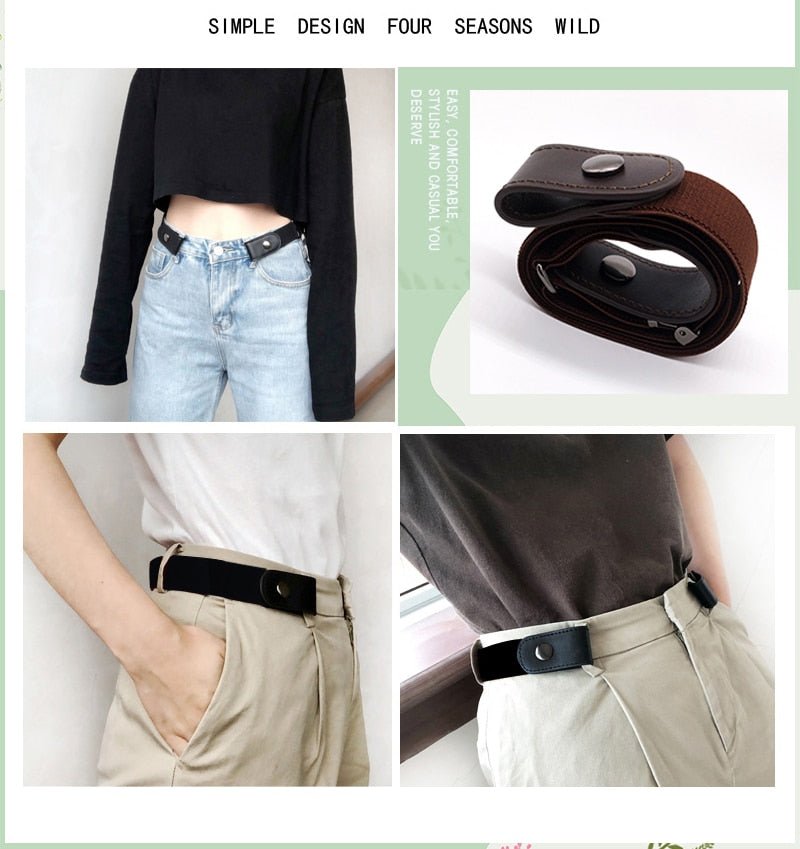 NO.ONEPAUL Jeans Women's punk style buckle-free belt | Slim Sports Trendy comfortable Elastic No-buckle Belt image 12