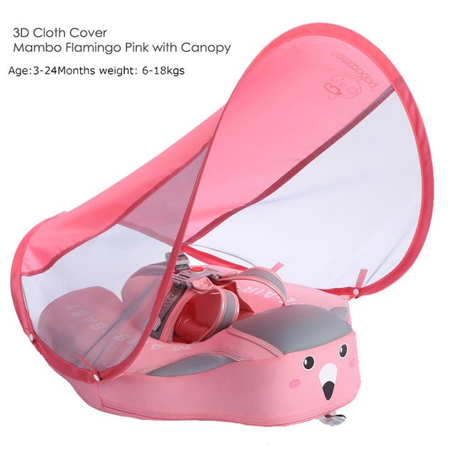 Mambo Non-Inflatable Waterproof Baby Smart Swim Trainer - 3D canopy pink image
