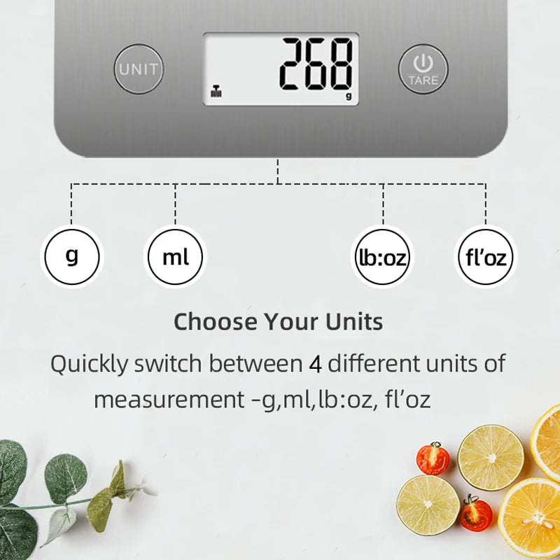 Stainless Steel Digital Kitchen Scale ‚Äì 5kg Capacity with Smart Nutrition Tracking for Baking & Cooking image 1