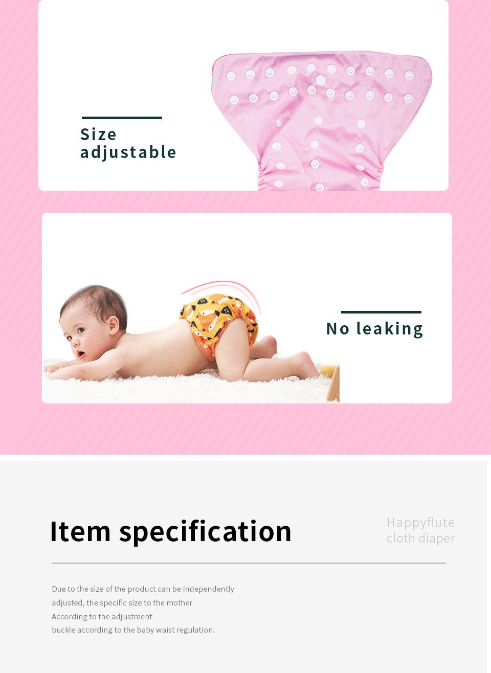 Happyflute Reusable and Washable Eco-Friendly Cloth Nappy Baby Diapers 4pc/set image 36