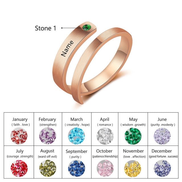 Personalized Custom Engraved Birthstone Rings for Women image 16