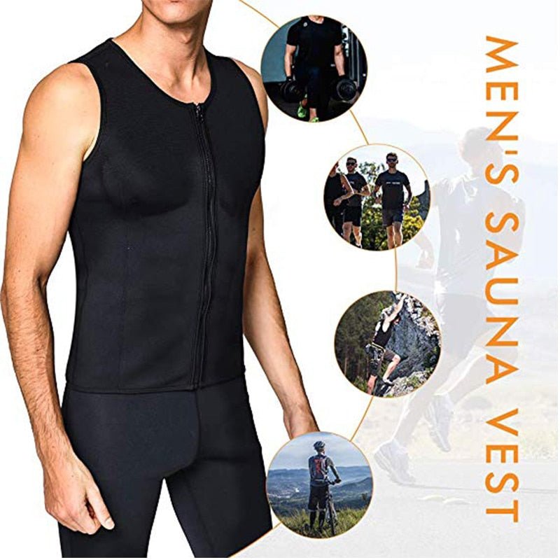Men Neoprene Sauna Suit Hot Body Shaper Corset for Weight Loss with Zipper Waist Trainer Vest Tank Top Workout Shirt image 7