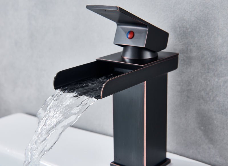 Deck Mount Waterfall Bathroom Faucet Vanity Vessel Sink Mixer Tap Cold Hot Water Tap image 39