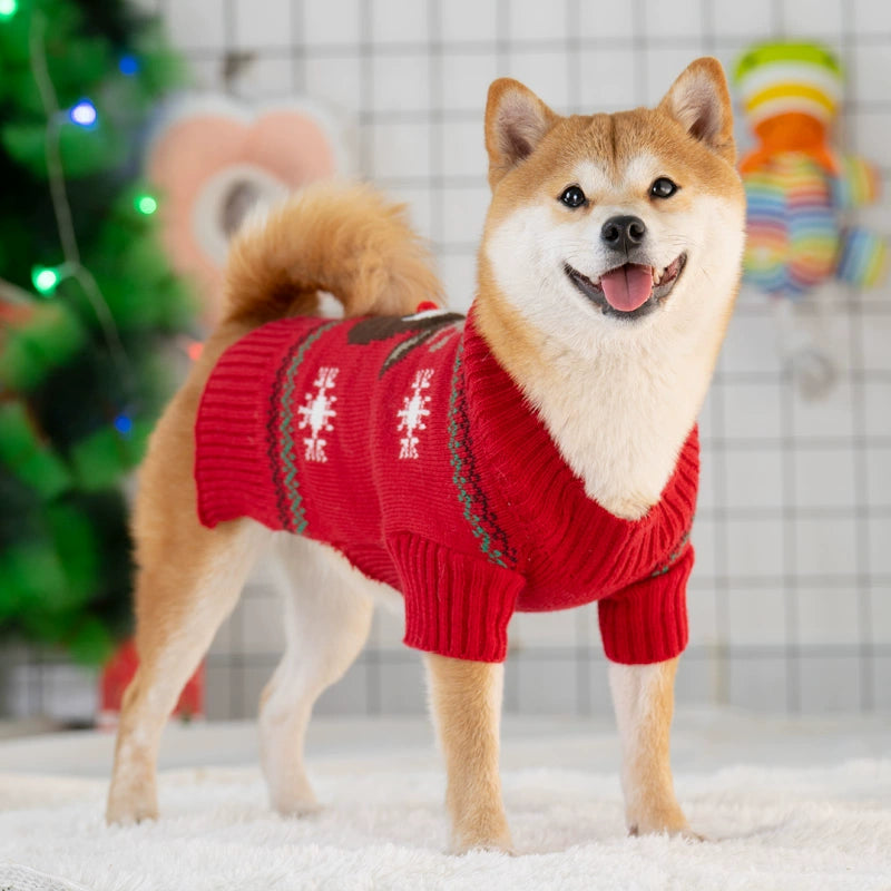 Cozy Winter Sweater for Small & Medium Dogs | Christmas Pet Clothes for Shiba Inu & Bulldogs image