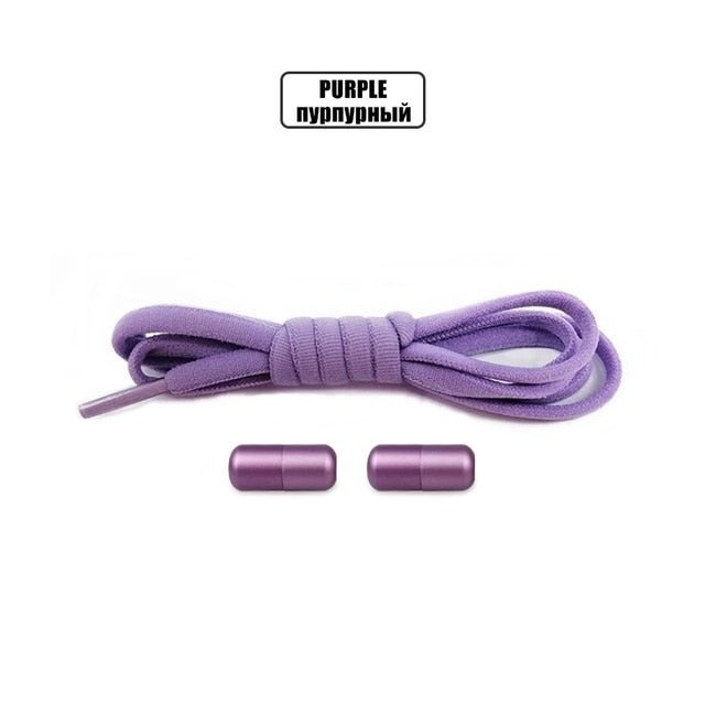 Elastic No Tie Semicircle Metal Lock Shoe Laces For Kids and Adult Sneakers and All Shoes - all purple image