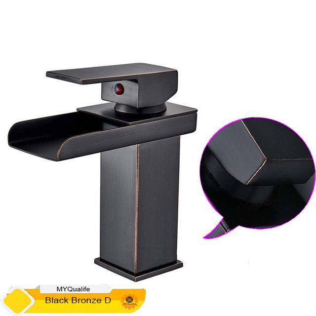 Deck Mount Waterfall Bathroom Faucet Vanity Vessel Sink Mixer Tap Cold Hot Water Tap image 17