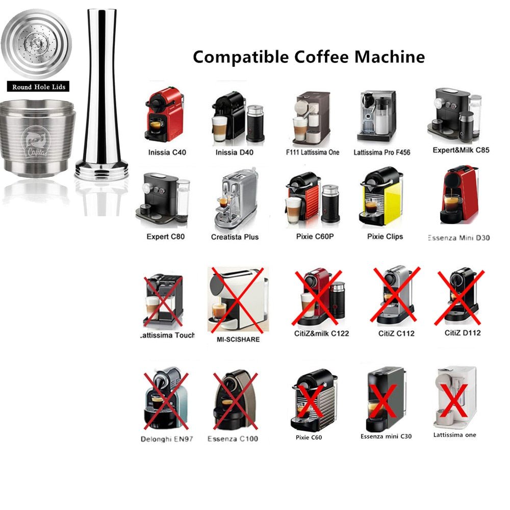iCafilas Nespresso Reusable Refillable Capsule Pods Compatible With Nespresso Inissia capsula image 24