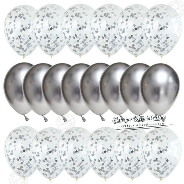 20pcs Confetti Chrome Birthday Party Decors Wedding Decoration New Year Balloon Set image