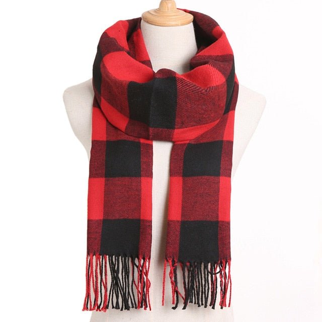 VIANOSI Plaid Winter Scarf for Women | Warm Foulard Solid Scarves | Casual Cashmere Scarfs image 0