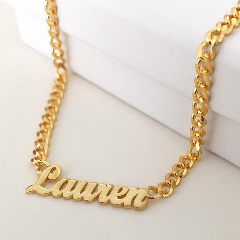 Personalized Gold Plated Stainless Steel Name Necklace ‚Äì Punk Style Jewelry for Women & Men image 7