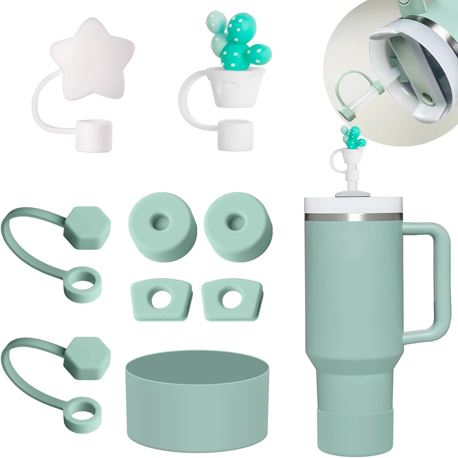 Stanley Cup Tumbler Accessory Kit – 9-Piece Set with Stoppers, Straw Caps, & Boot image 0